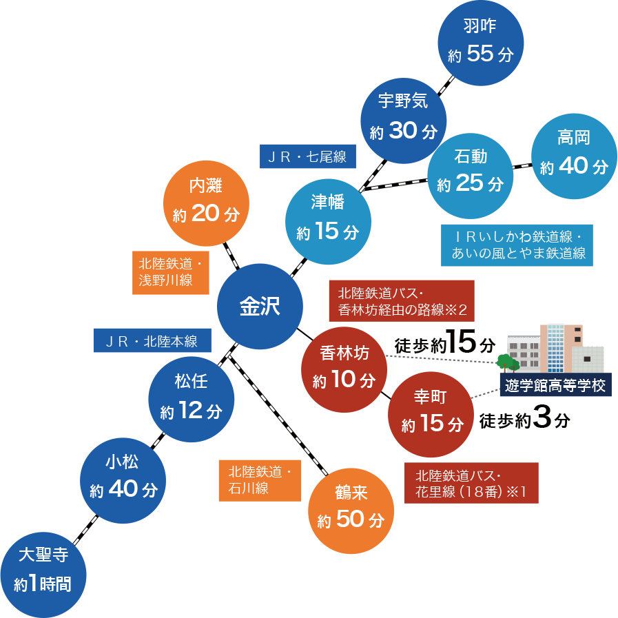 学校周辺map 学校法人金城学園 遊学館高等学校